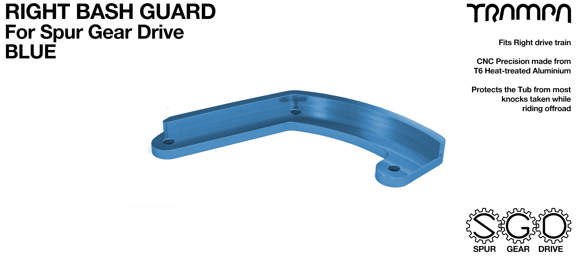 SPUR Gear Drive Bash Guard - RIGHT Side - BLUE