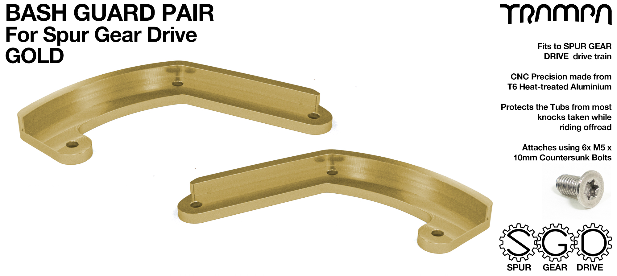 MkII Spur Gear Drive Bash Guards PAIR - GOLD