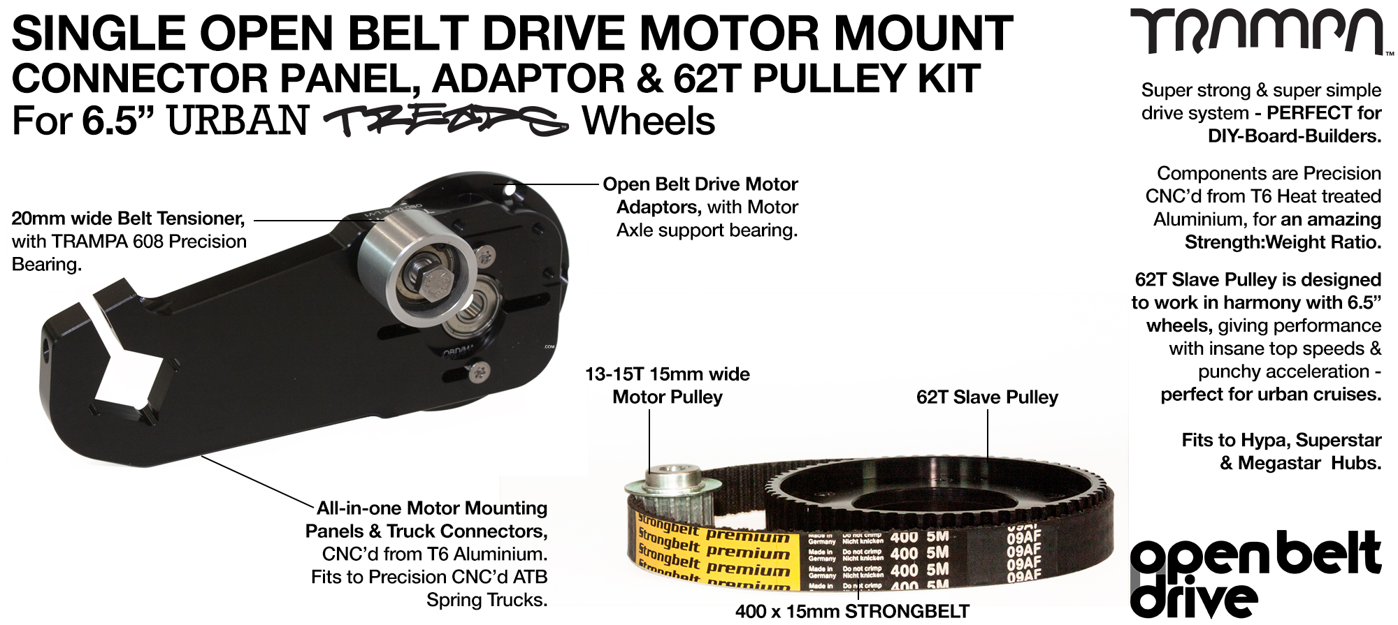 66T OBD Motor Mount & 62 tooth Pulley - SINGLE