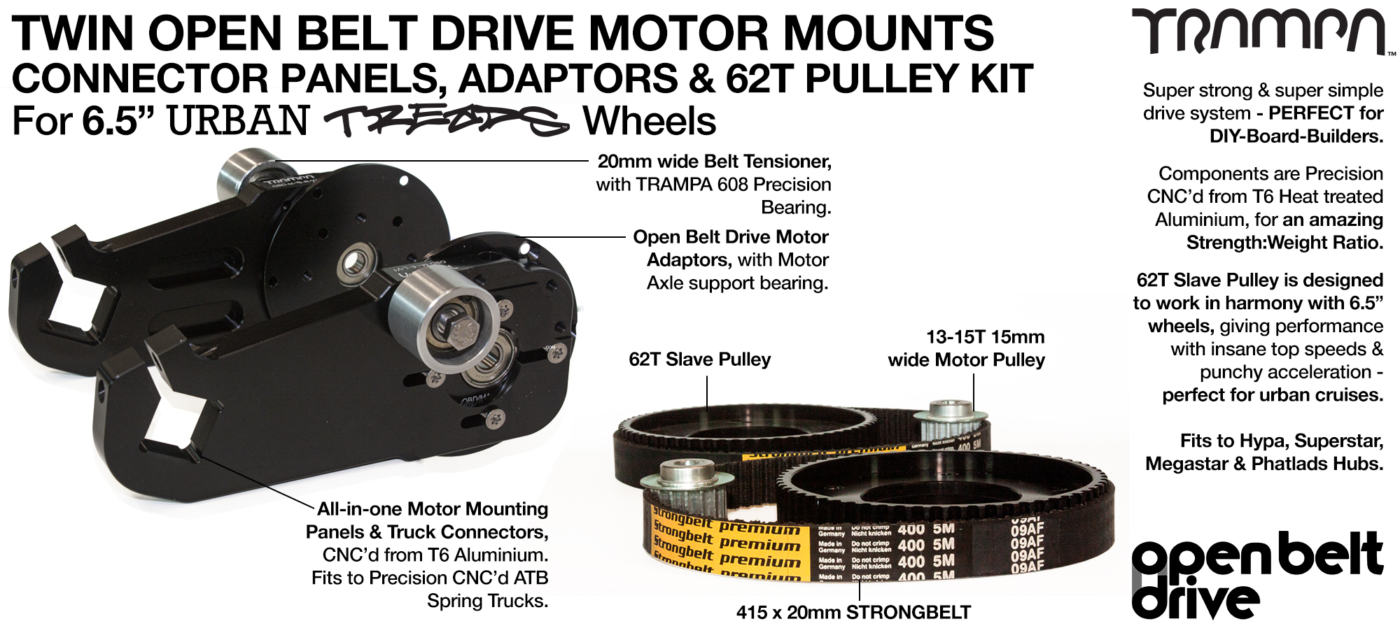 66T OBD Motor Mount WITH 62 tooth Pulley - TWIN