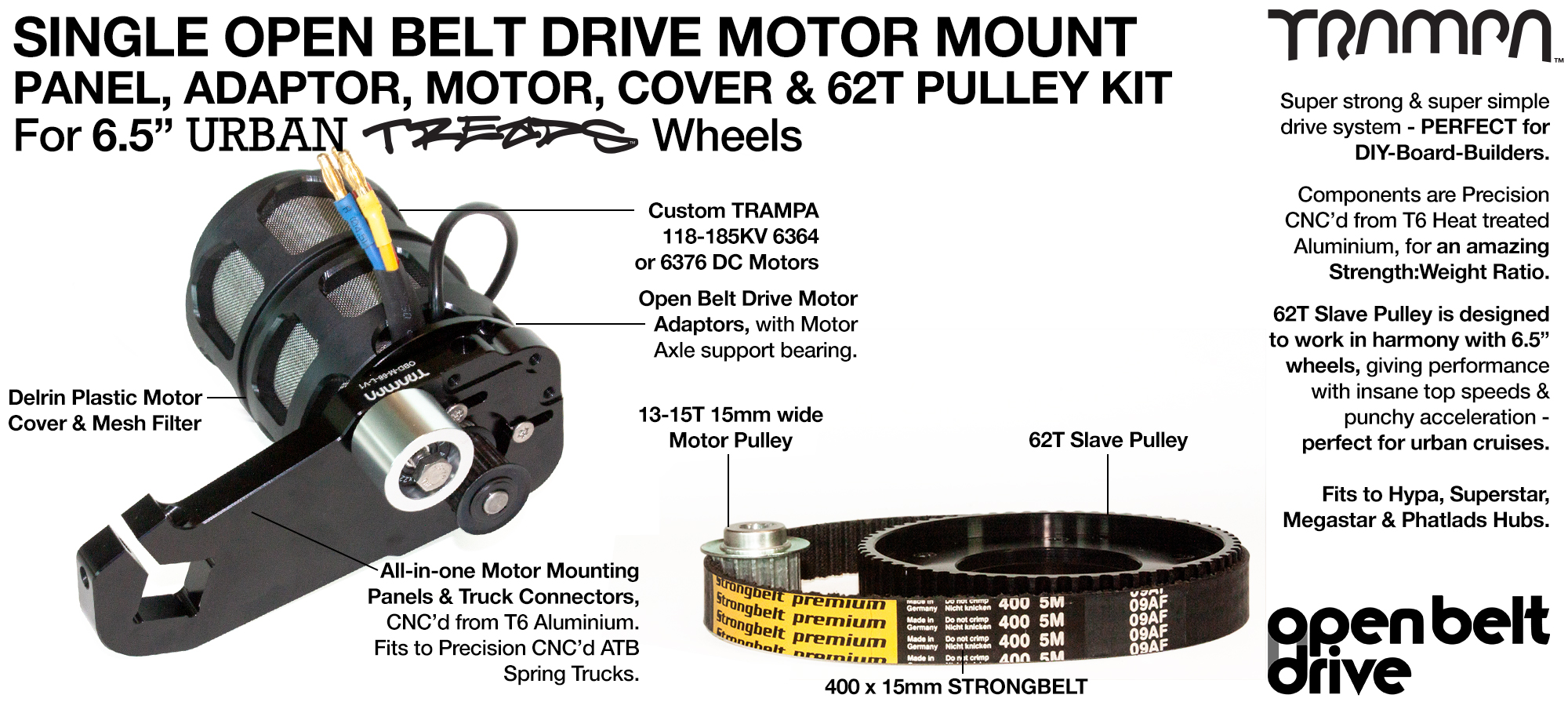 66T OBD Motor Mount with 62Tooth Pulley kit, Motor & Filters  - SINGLE