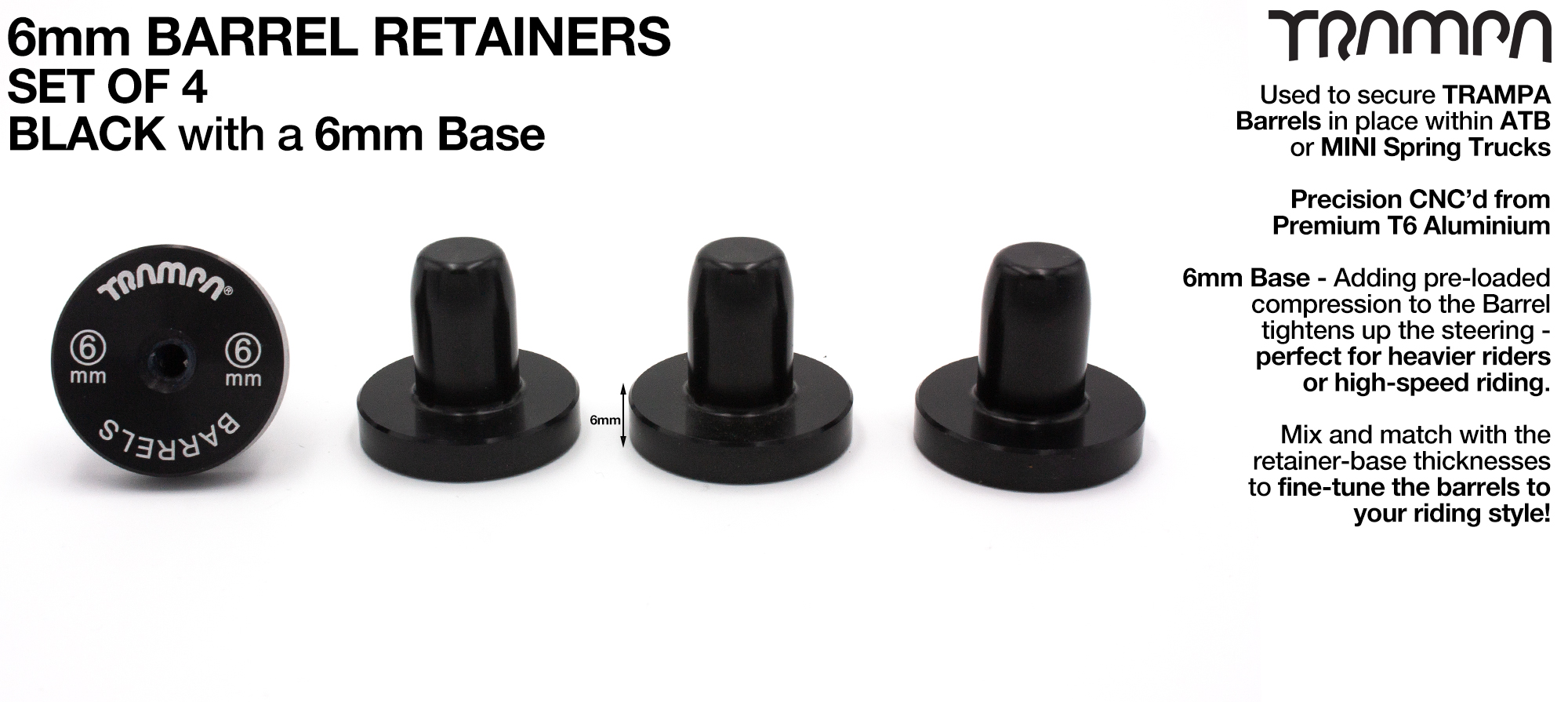 Barrel Retainers x4 with 6mm Base