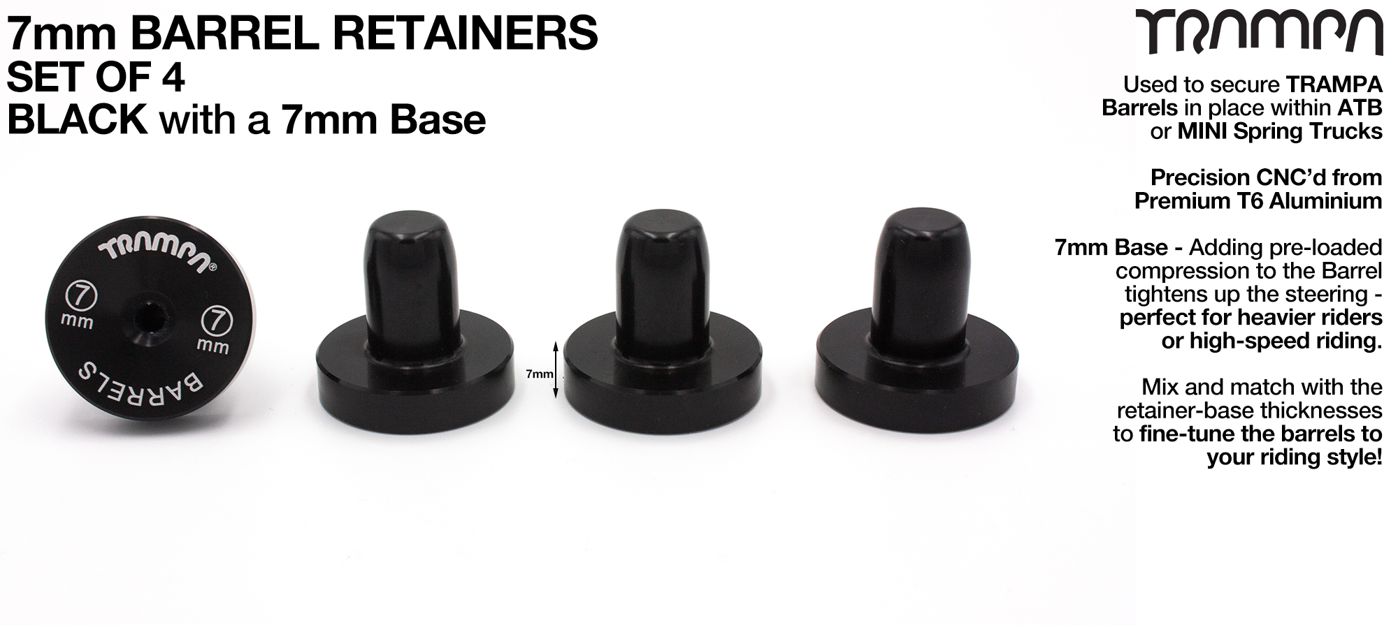 Barrel Retainers x4 with 7mm Base