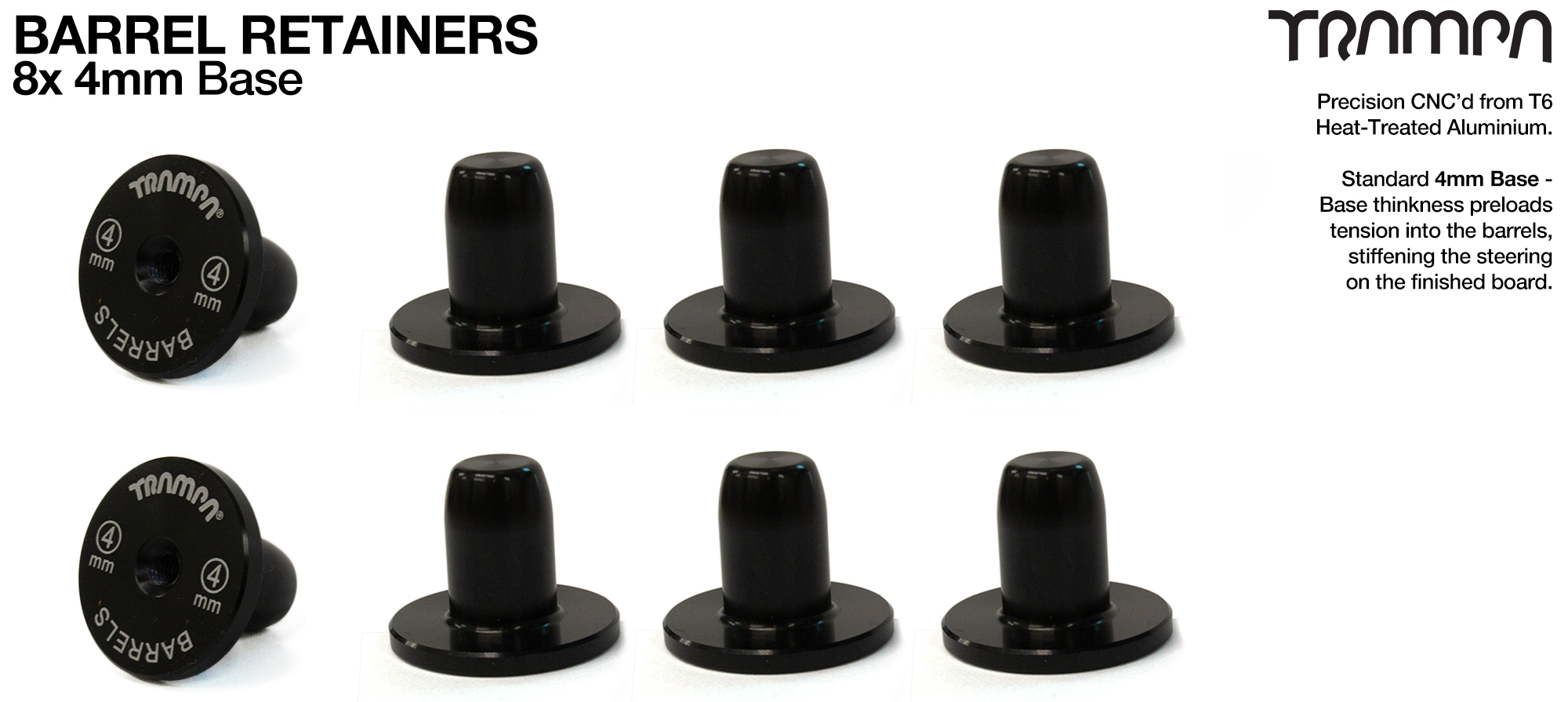 TRAMPA Barrel Retainers x8 with 4mm Base 