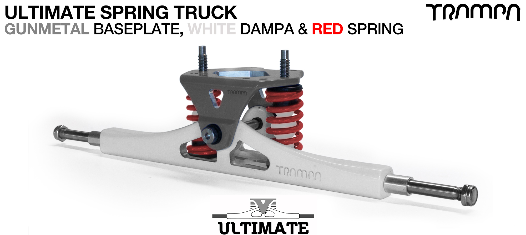 ULTIMATE ATB TRUCK - WHITE ATB Hanger with TITANIUM Axles & Kingpin & GUNMETAL Baseplate