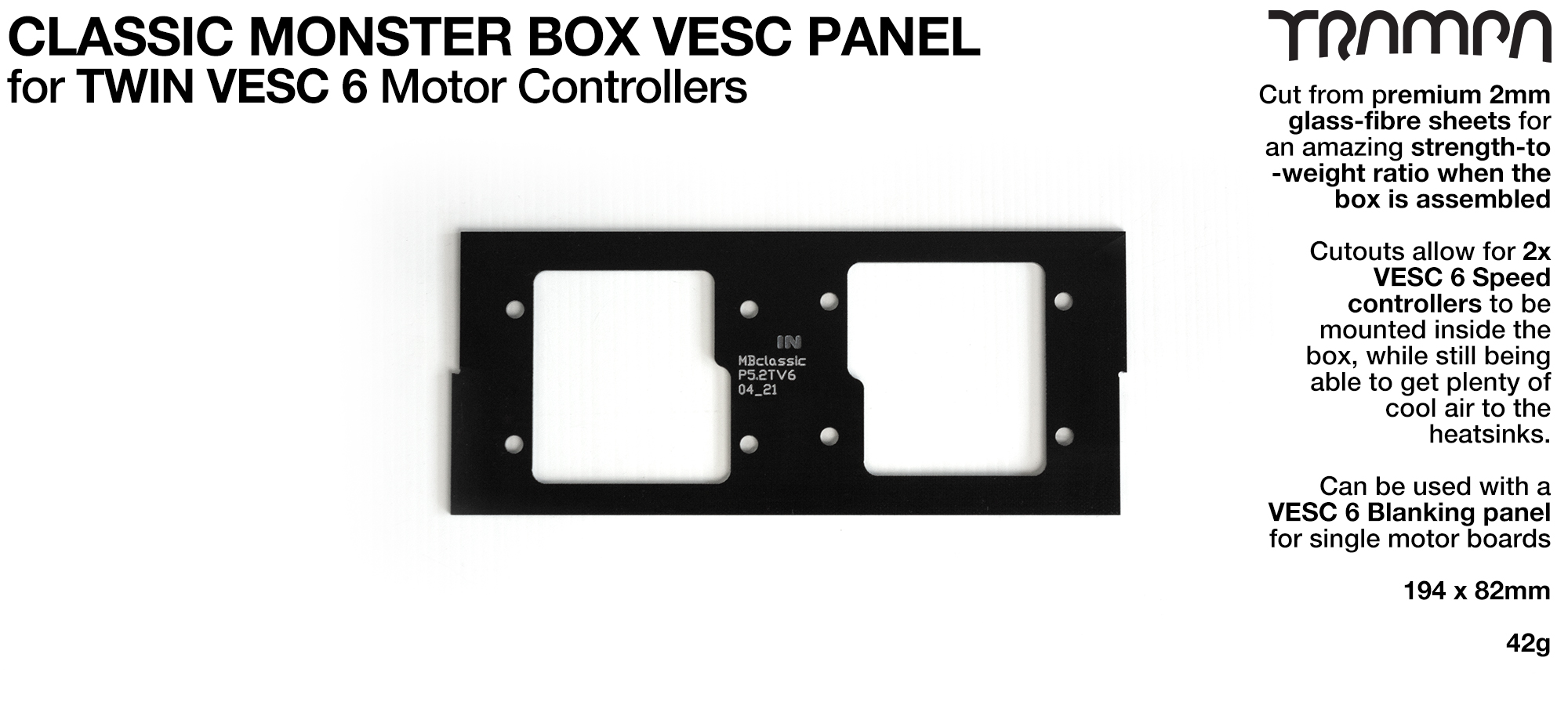 CLASSIC MONSTER Box MkV 2x VESC 6 Mounting Panel 