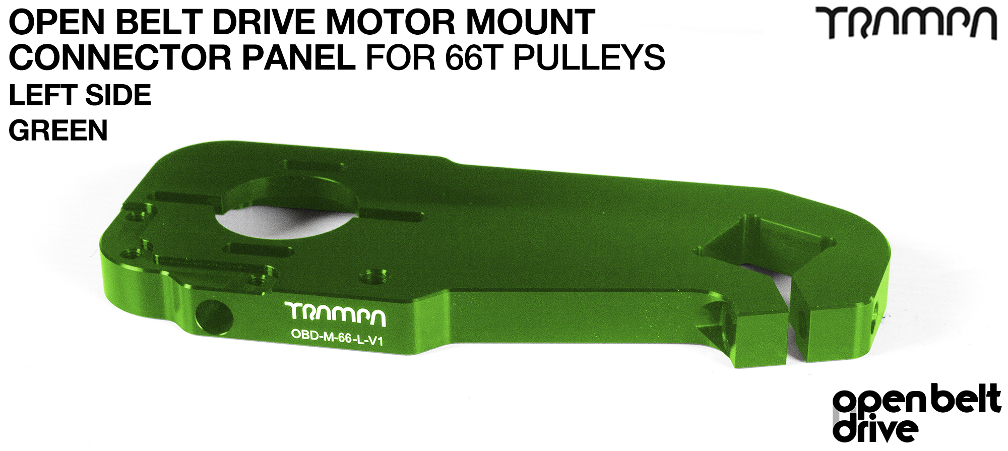 OBD Motor Mount Connector Panel for 66 tooth Pulleys - REGULAR - GREEN