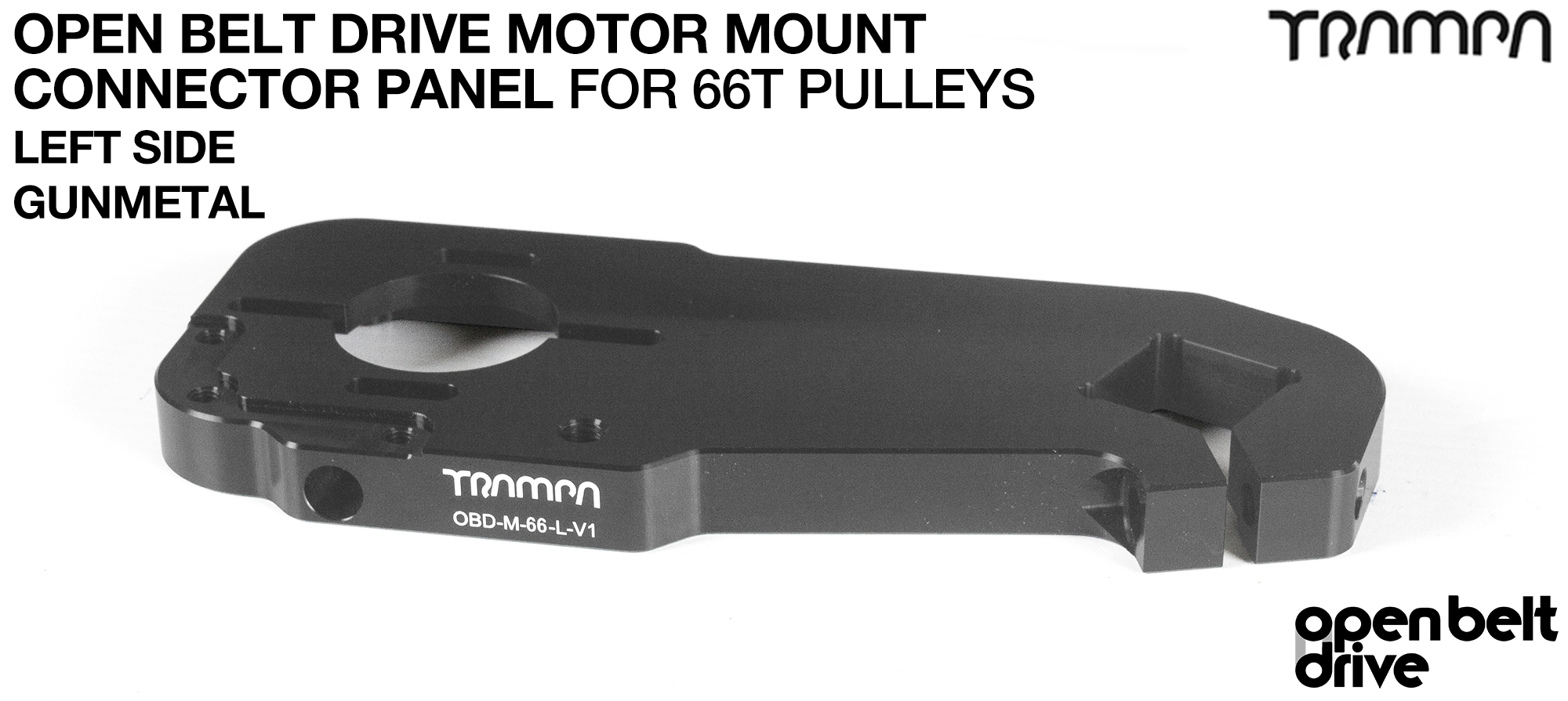 OBD Motor Mount Connector Panel for 66 tooth Pulleys - REGULAR - GUNMETAL