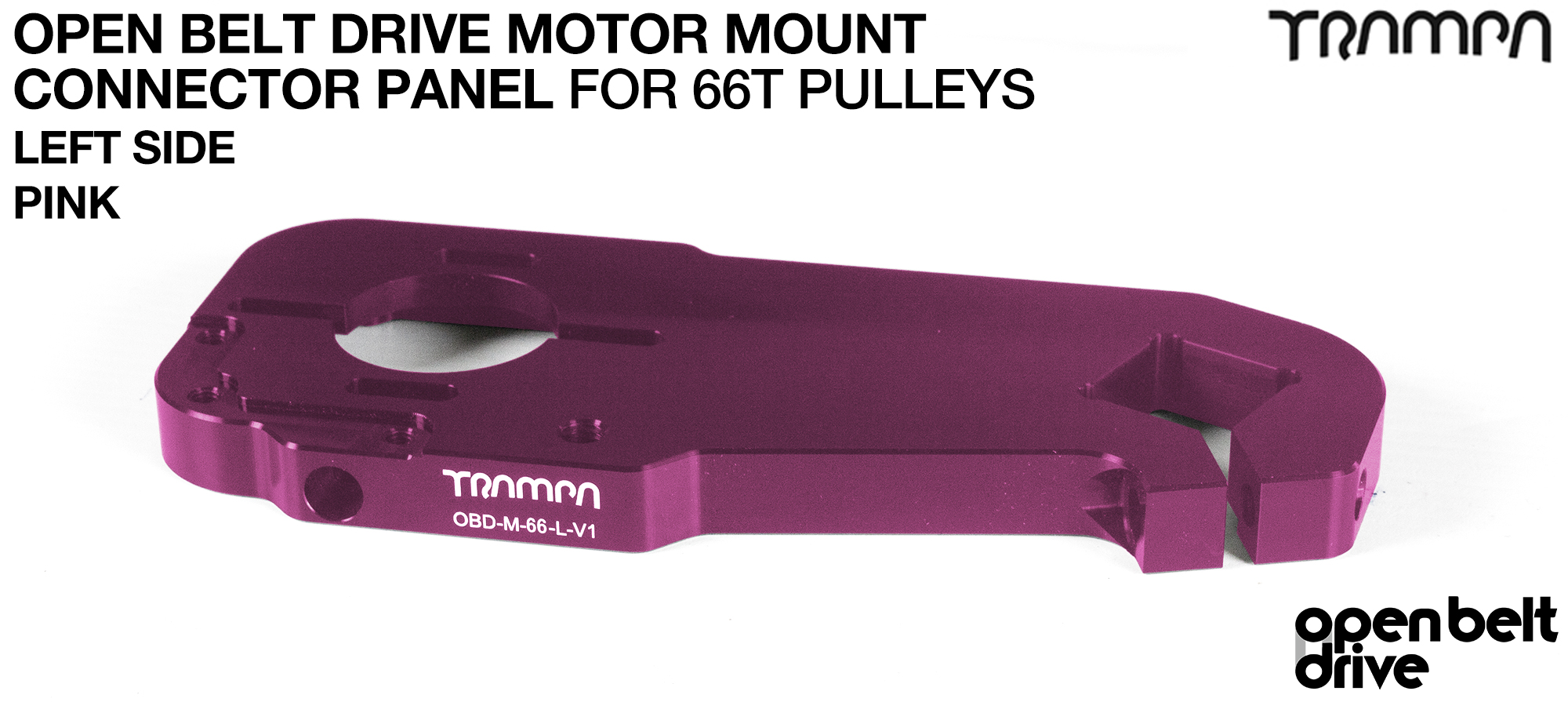 OBD Motor Mount Connector Panel for 66 tooth Pulleys - REGULAR - PINK