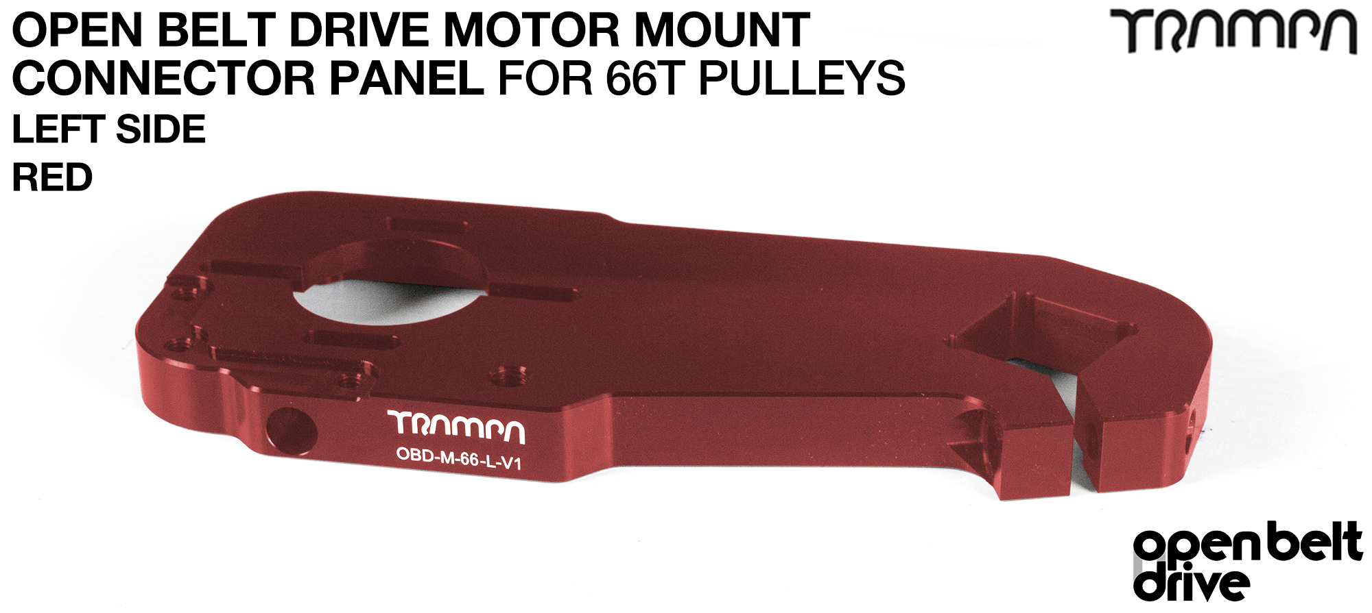 OBD Motor Mount Connector Panel for 66 tooth Pulleys - REGULAR - RED