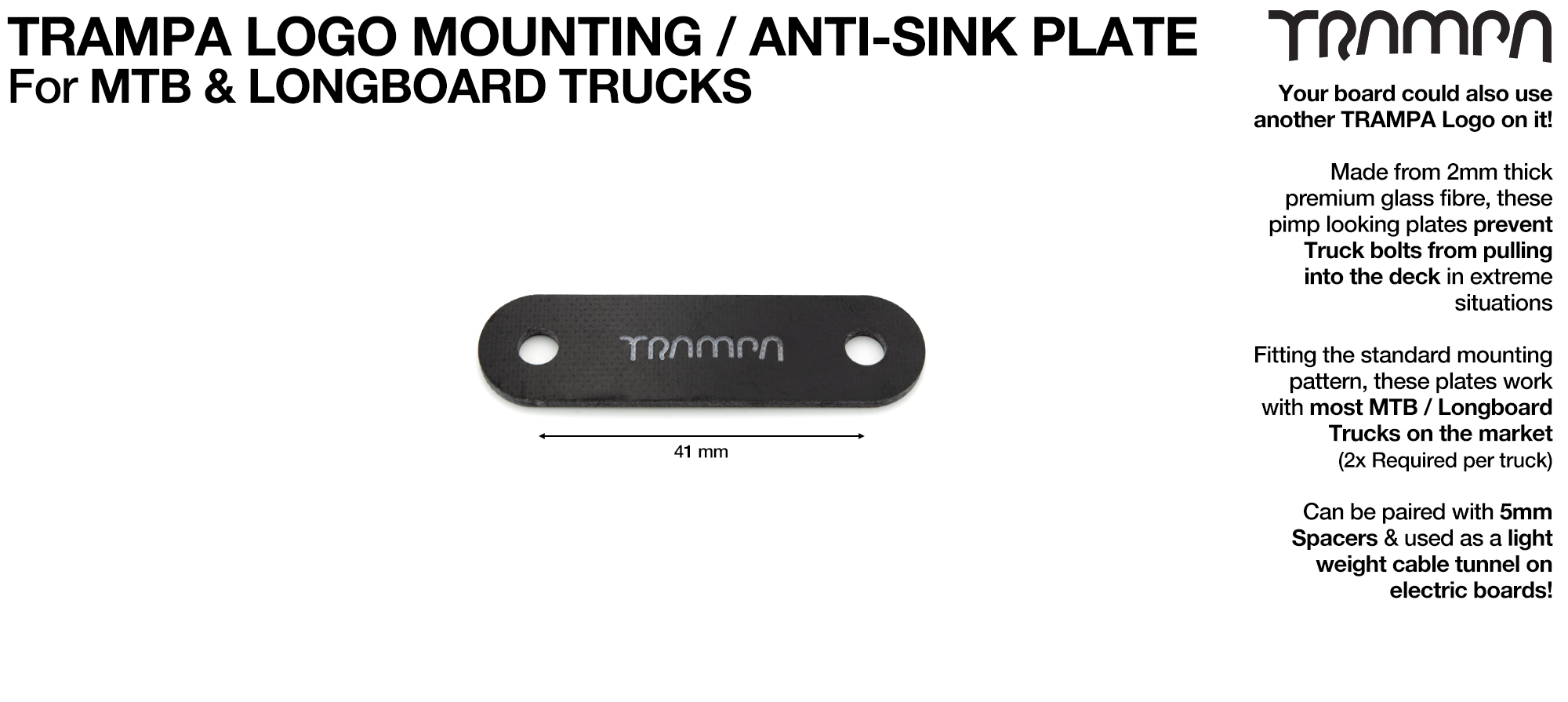 TRAMPA LOGO Truck Bolt Mounting Panel / Anti-Sink Plate / Cable Tidy