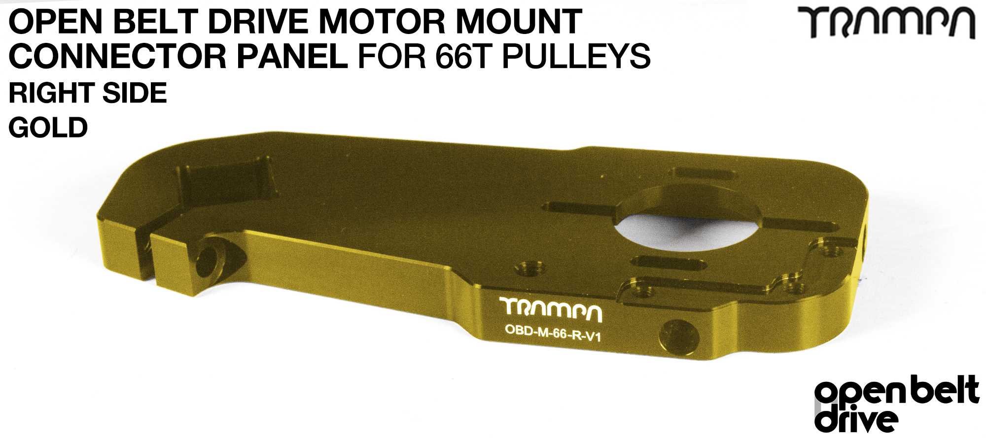 OBD Open Belt Drive Motor Mount Connector Panel for 66 tooth Pulleys - GOOFY - GOLD