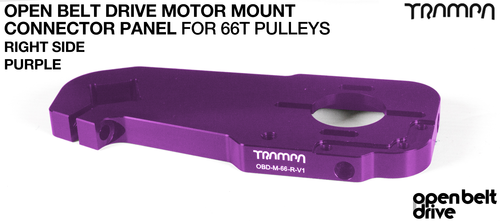 OBD Open Belt Drive Motor Mount Connector Panel for 66 tooth Pulleys - GOOFY - PURPLE