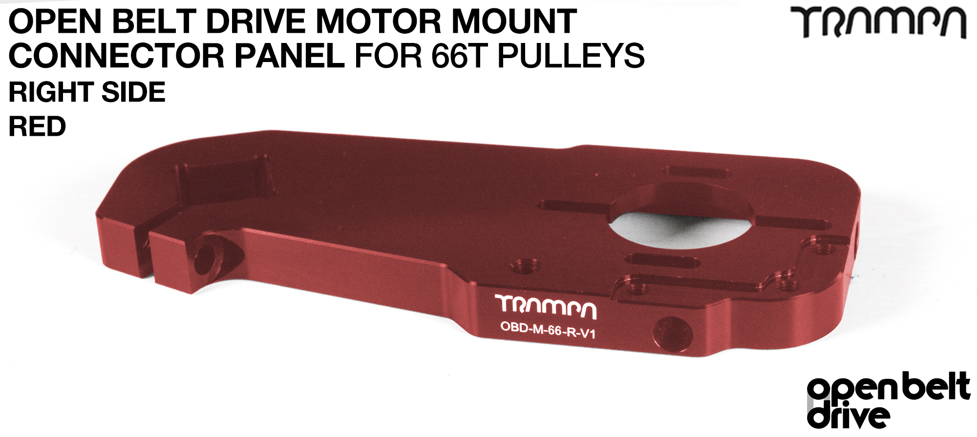 OBD Open Belt Drive Motor Mount Connector Panel for 66 tooth Pulleys - GOOFY - RED