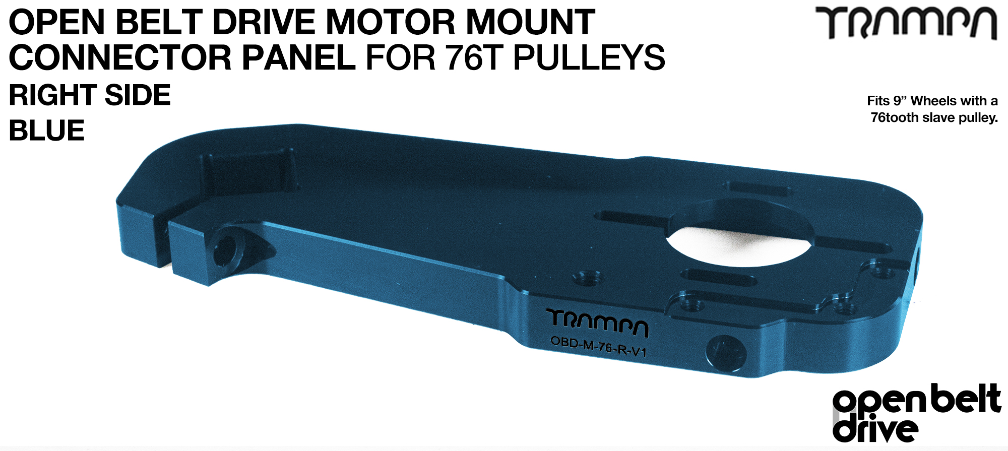 OBD Motor Mount Connector Panel for 76 tooth Pulleys - GOOFY - BLUE