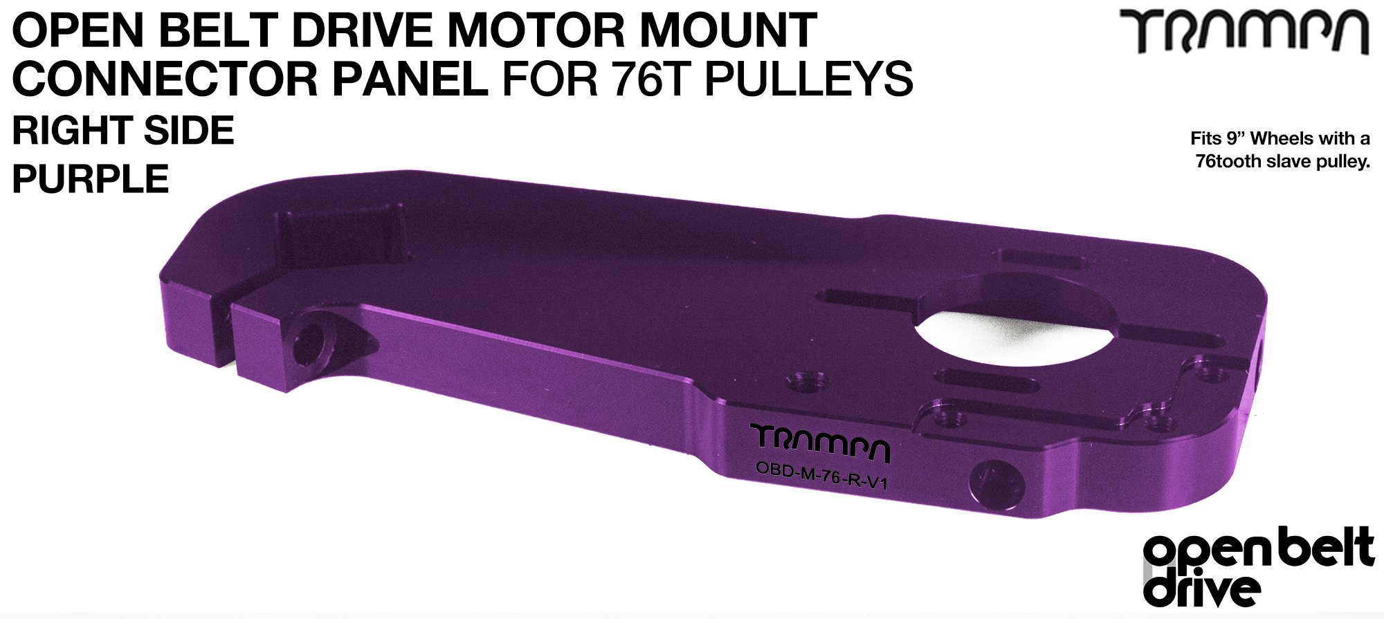OBD Motor Mount Connector Panel for 76 tooth Pulleys - GOOFY - PURPLE