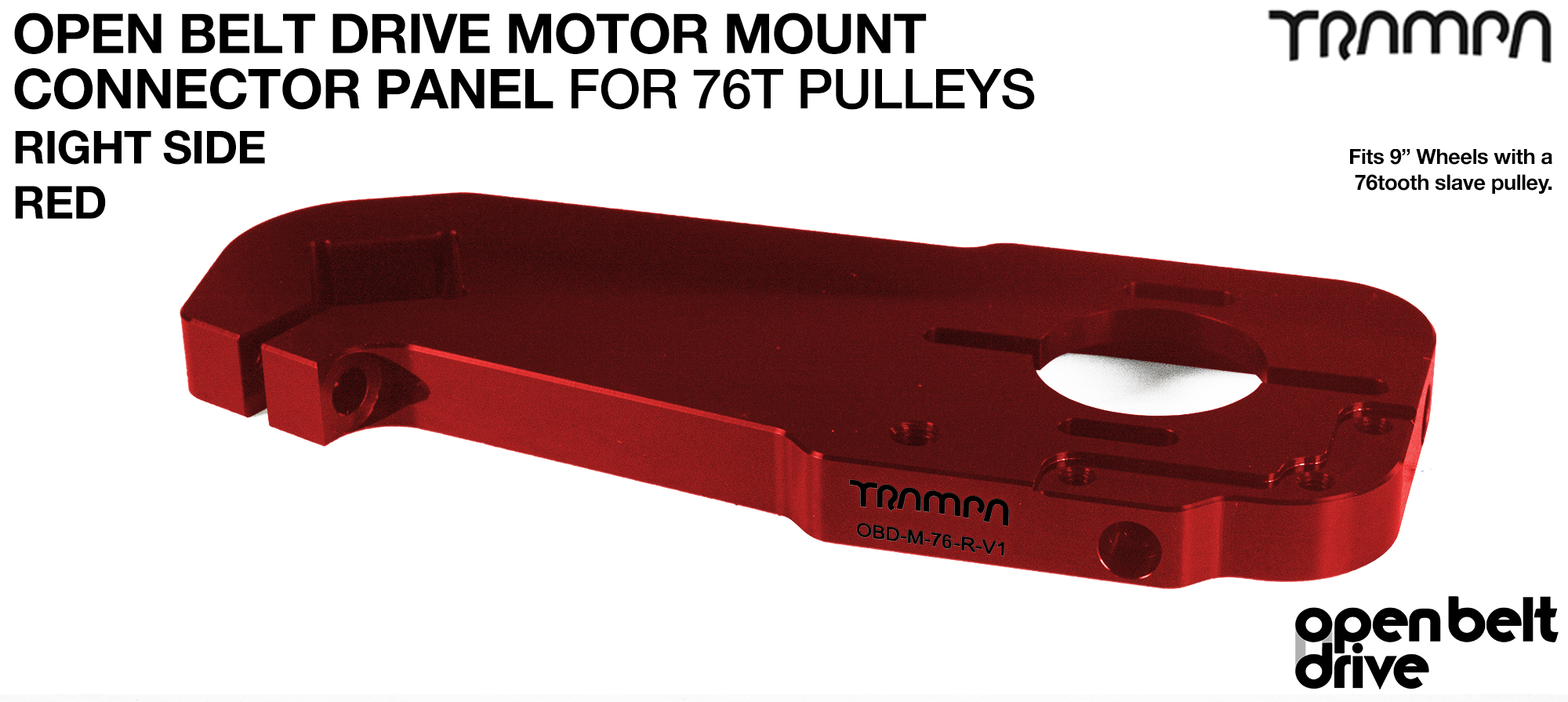 OBD Motor Mount Connector Panel for 76 tooth Pulleys - GOOFY - RED