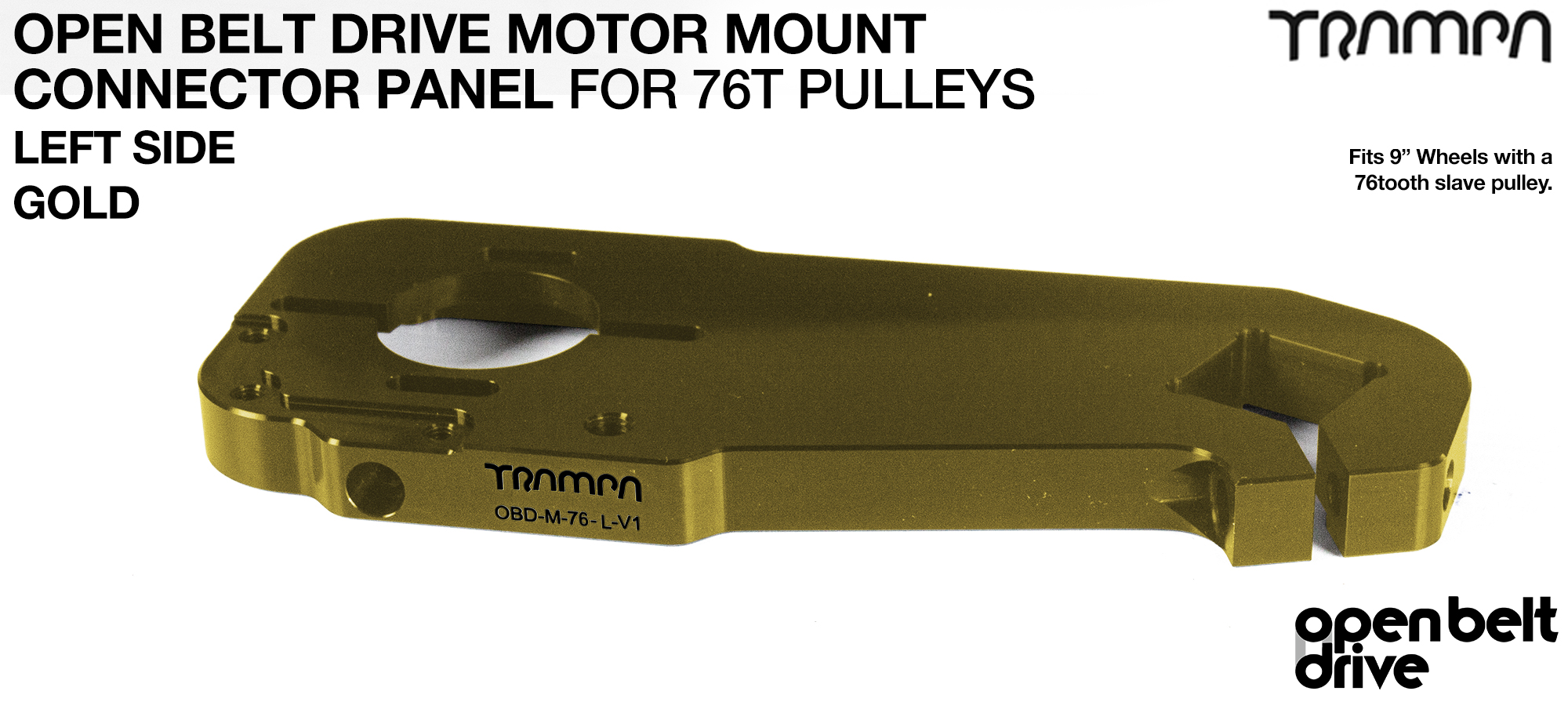 OBD Motor Mount Connector Panel for 76 tooth pulleys - REGULAR - GOLD