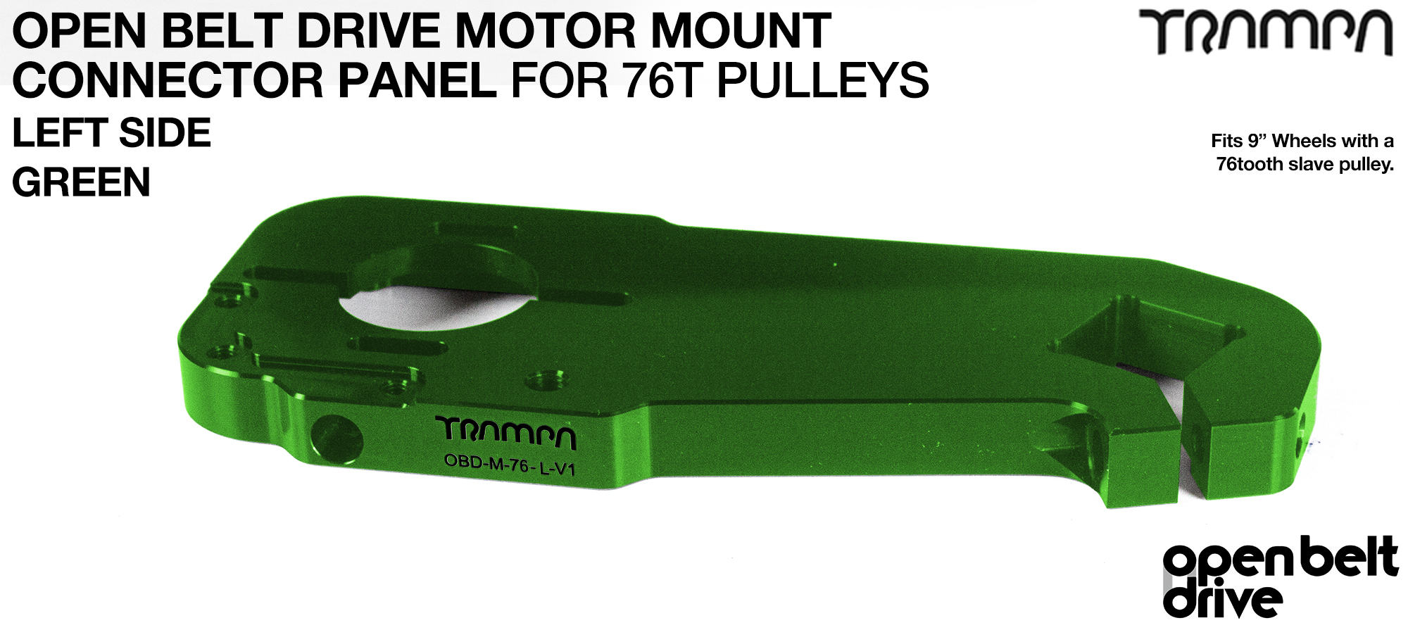OBD Motor Mount Connector Panel for 76 tooth pulleys - REGULAR - GREEN