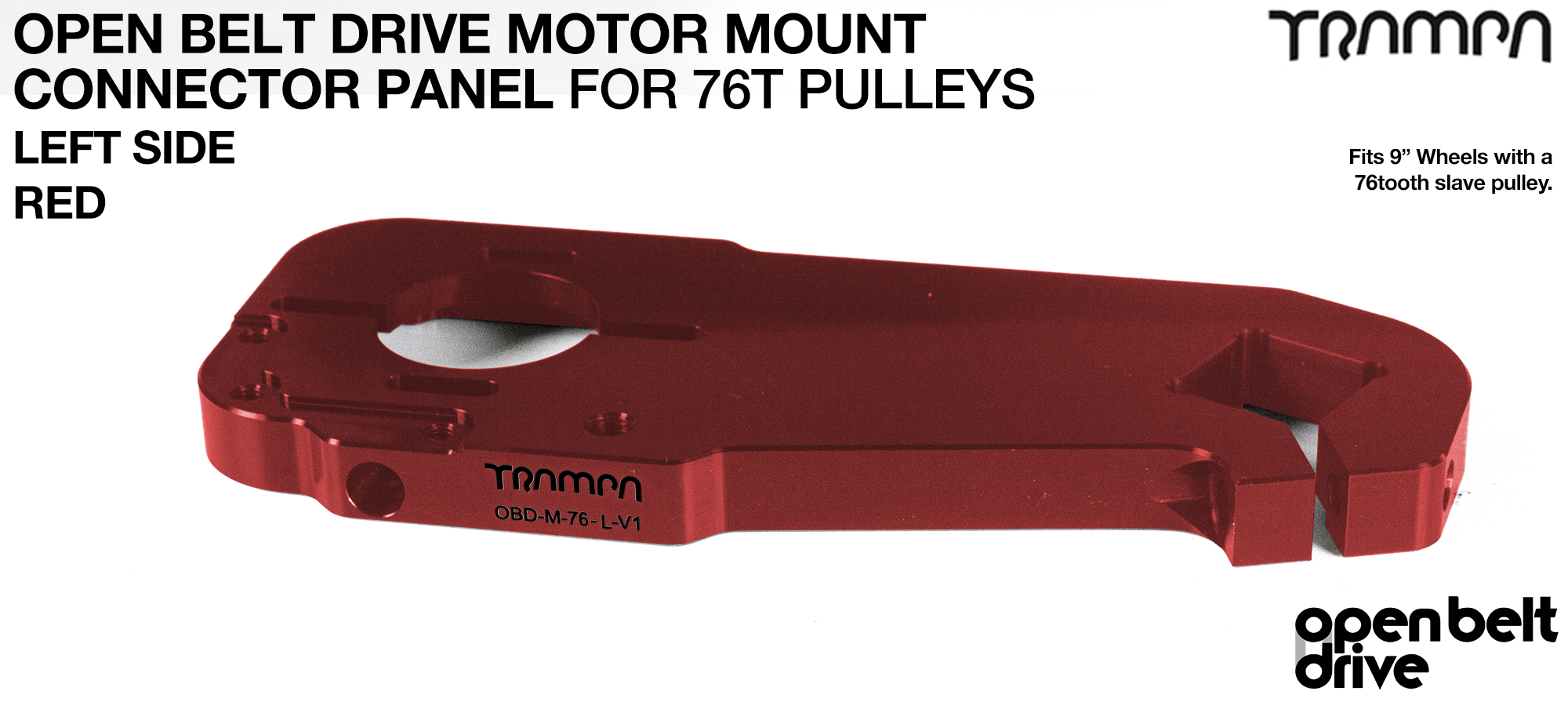 OBD Motor Mount Connector Panel for 76 tooth pulleys - REGULAR - RED