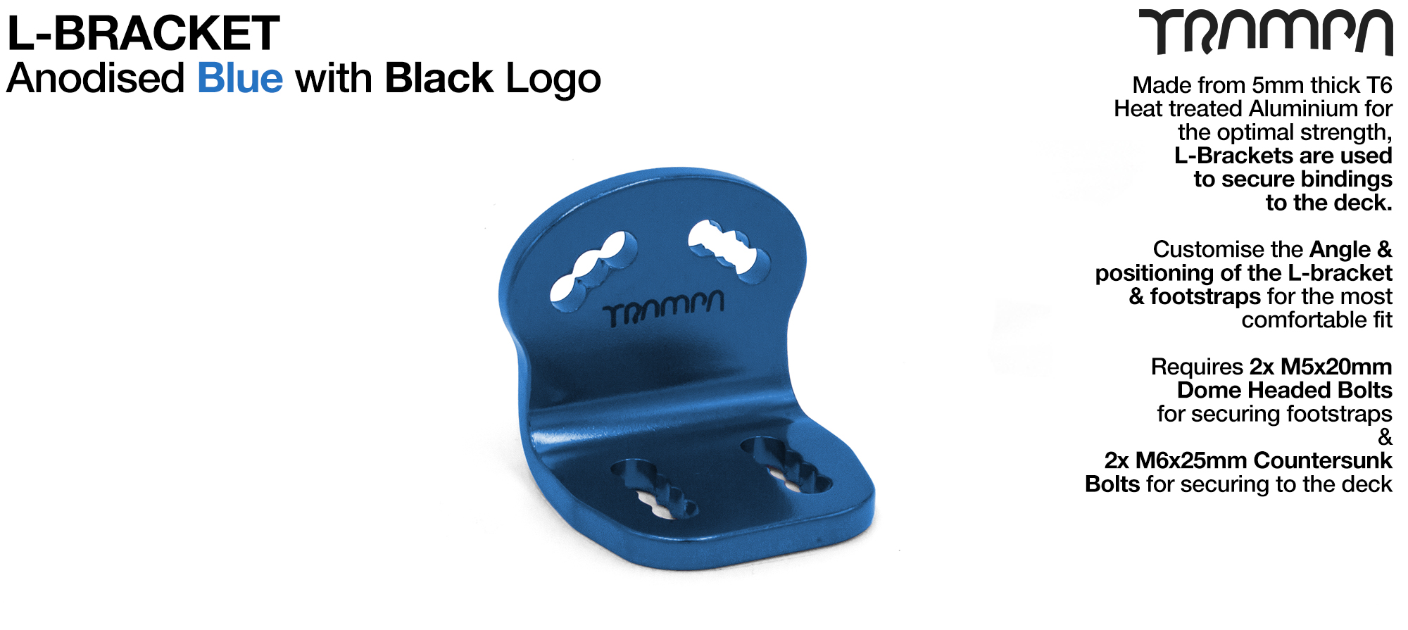 L Bracket - Anodised BLUE with BLACK logo