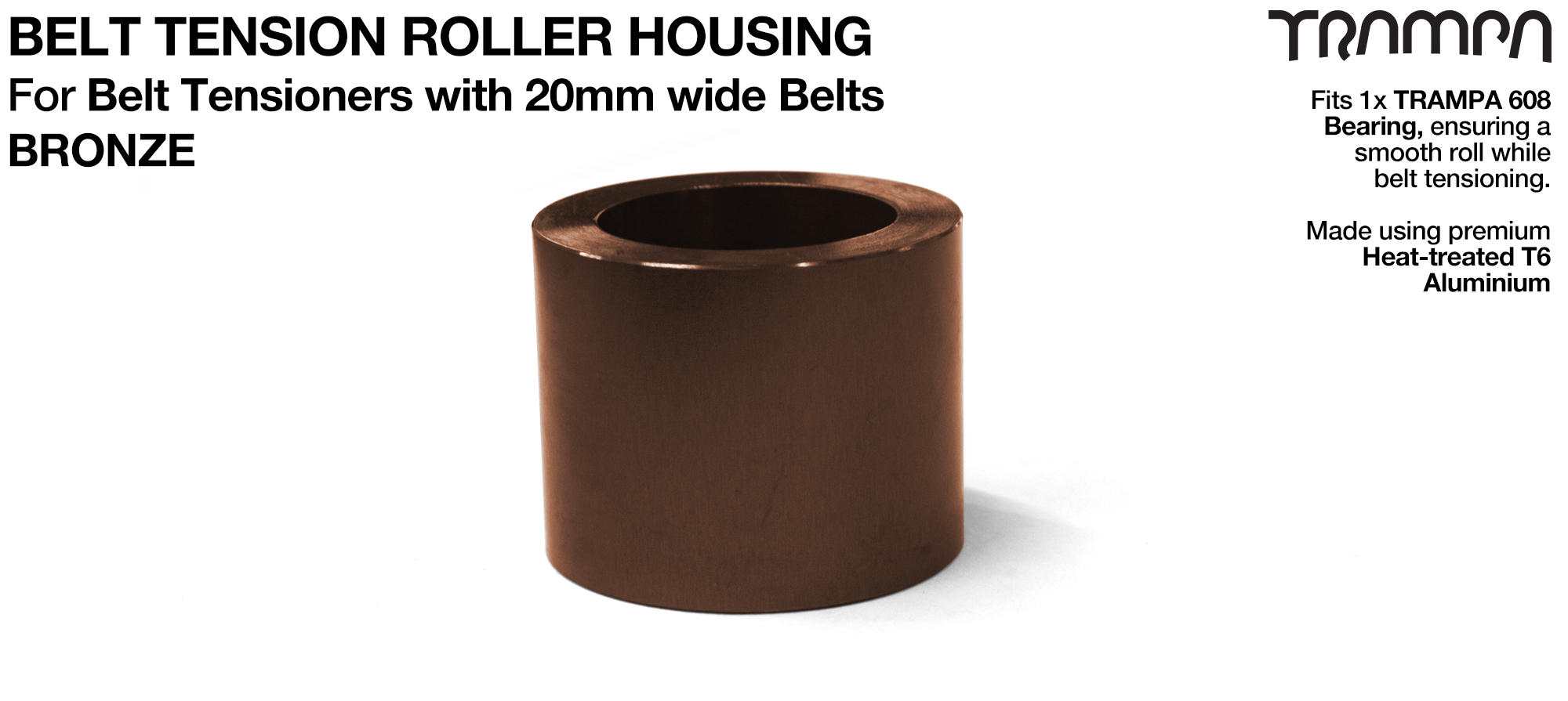 Belt Tension Roller Housing for 20mm Belts - BRONZE