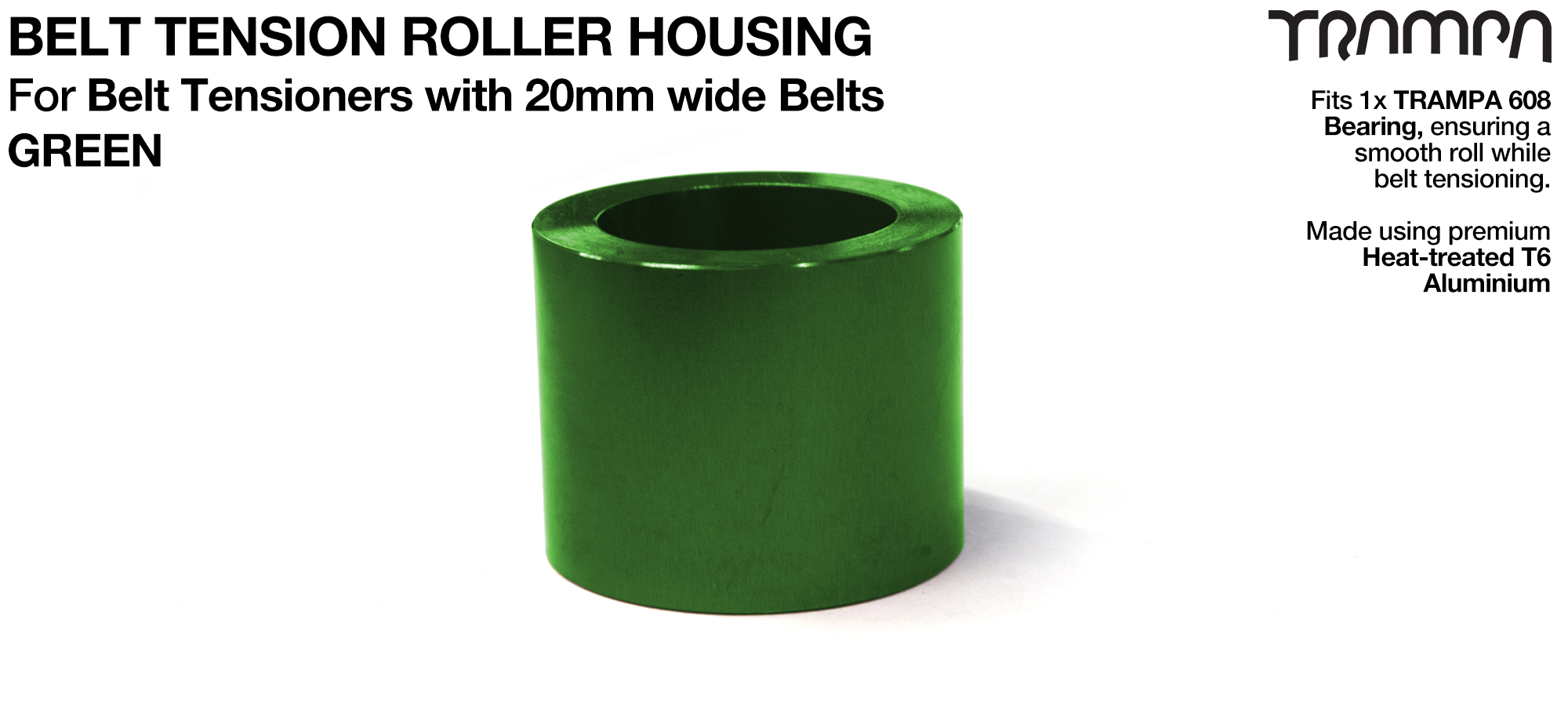 Belt Tension Roller Housing for 20mm Belts - GREEN