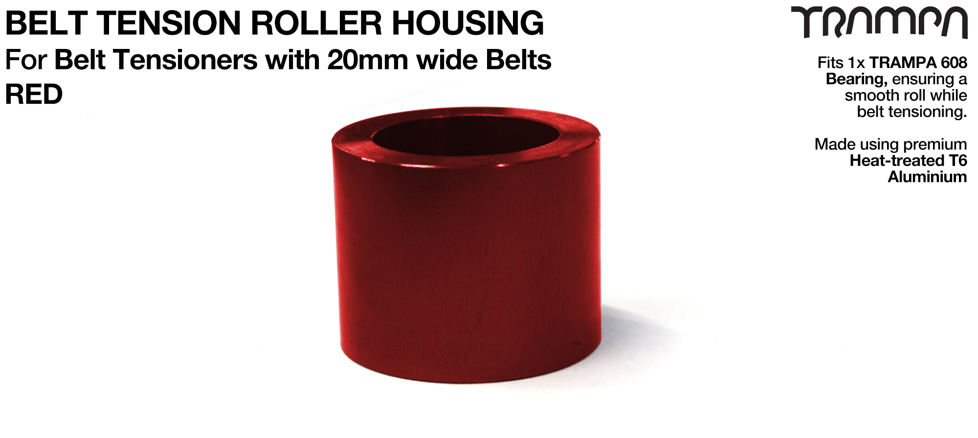 Belt Tension Roller Housing for 20mm Belts - RED