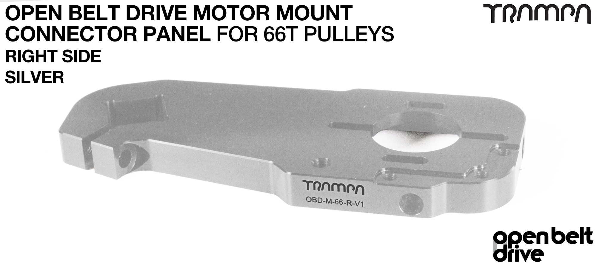 OBD Open Belt Drive Motor Mount Connector Panel for 66 tooth Pulleys - GOOFY - SILVER