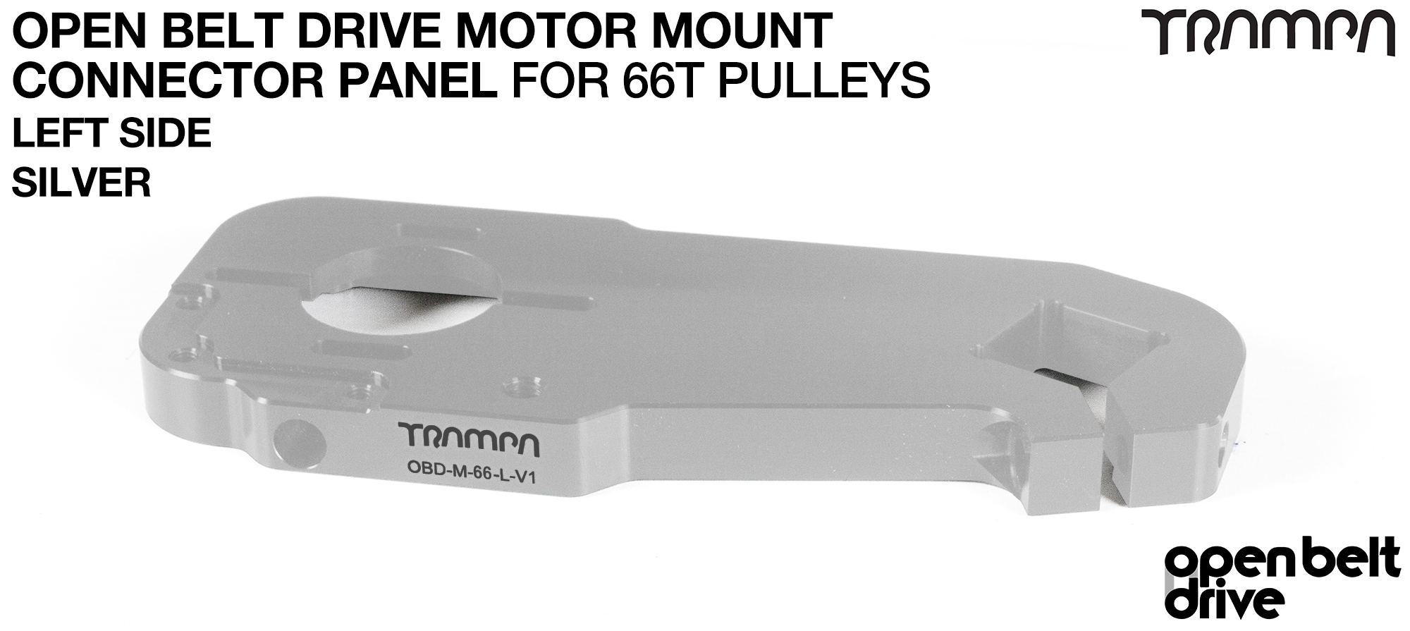 OBD Motor Mount Connector Panel for 66 tooth Pulleys - REGULAR - SILVER