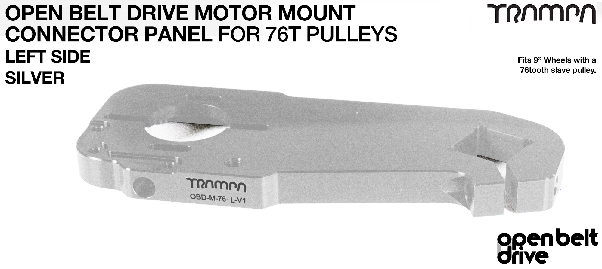 OBD Motor Mount Connector Panel for 76 tooth pulleys - REGULAR - SILVER
