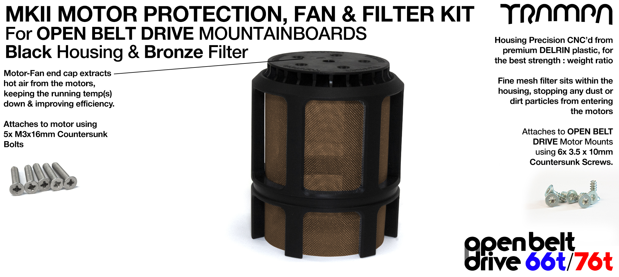 FULL CAGE Motor protection SUPER STRONG DELRIN Plastic includes Fan & BRONZE Filter - SINGLE