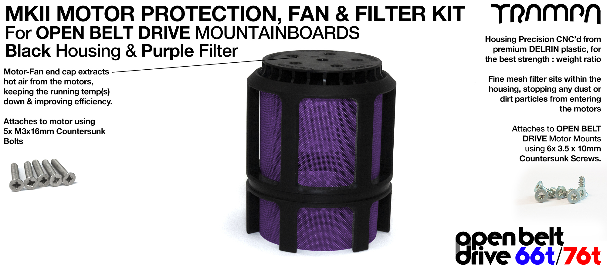 FULL CAGE Motor protection SUPER STRONG DELRIN Plastic includes Fan & PURPLE Filter - SINGLE