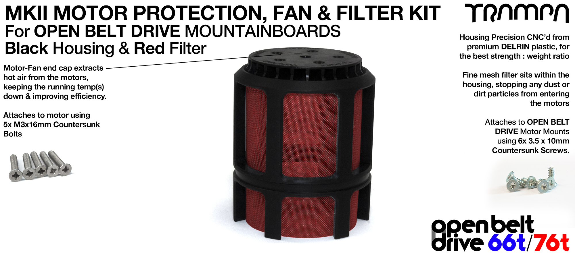 FULL CAGE Motor protection SUPER STRONG DELRIN Plastic includes Fan & RED Filter - SINGLE