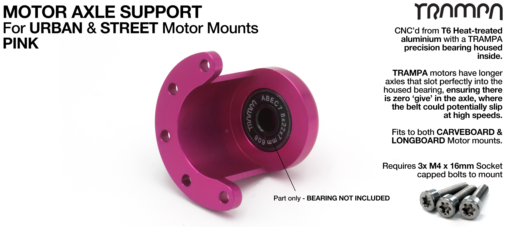 Motor Axle Support for Spring Truck Motor Mounts UNIVERSAL - PINK