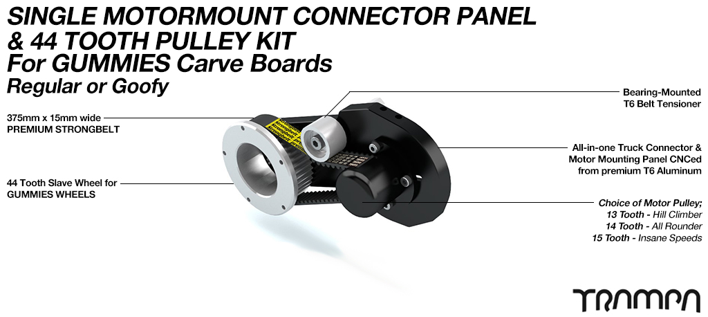 MkII GUMMIES CARVEBOARD Motormount Connector Panel & 44 Tooth Pulley Kit - SINGLE
