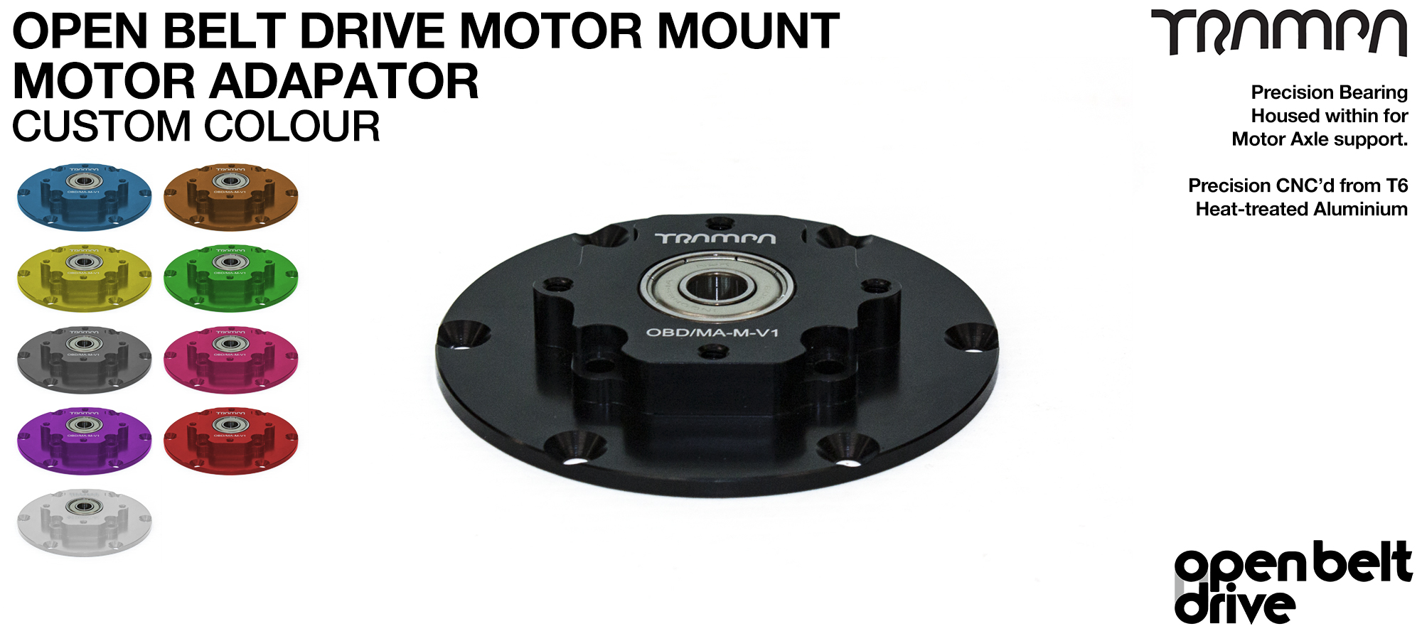 Open Belt Drive Motor Adaptor with Housed Bearing Connects with Both the 66 & the 76 Tooth Motor Mounts