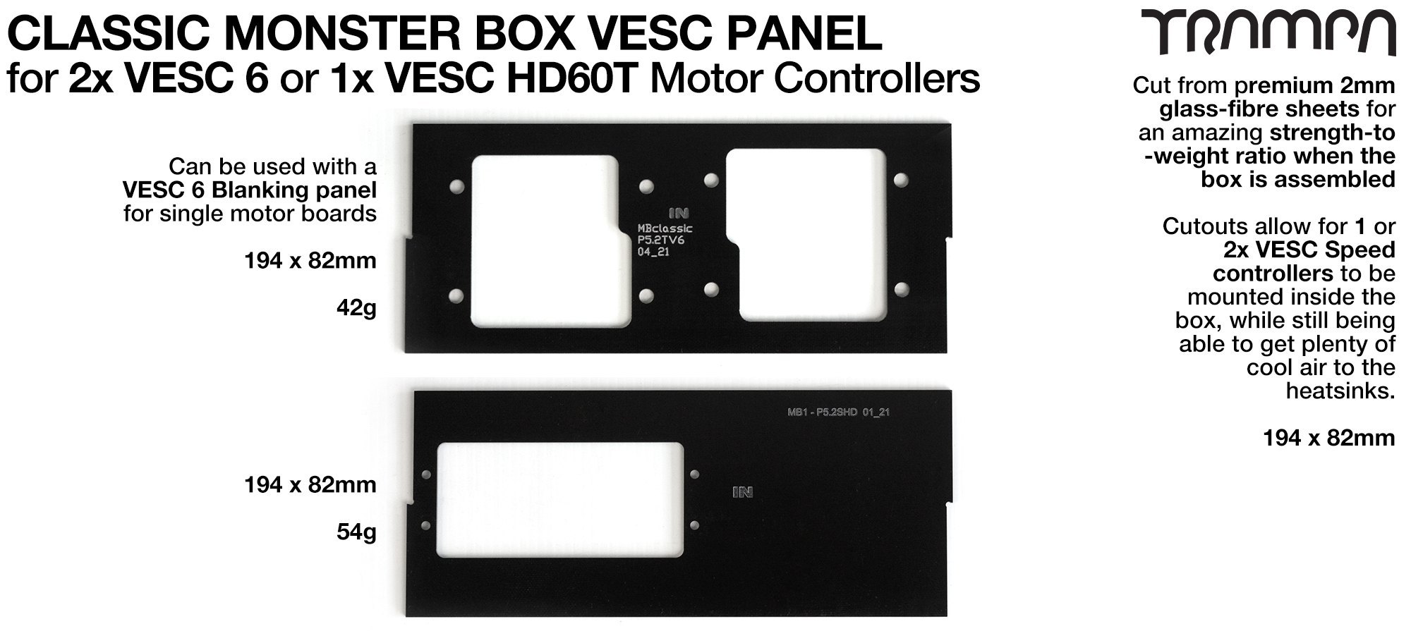 CLASSIC MONSTER Box MkV CUSTOM VESC Mounting Panel