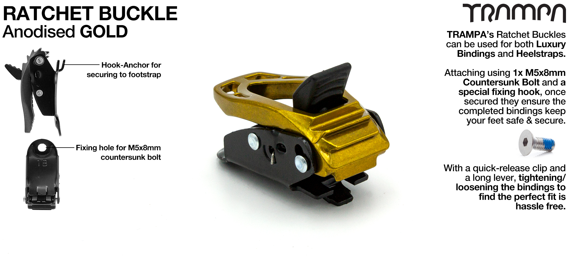 Ratchet Buckle Anodised GOLD