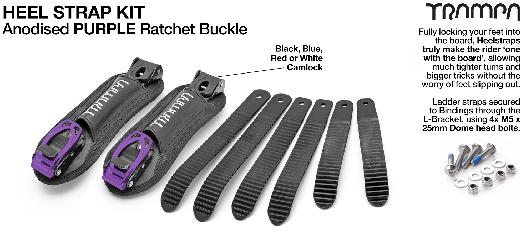 Heel Straps with PURPLE Ratchets