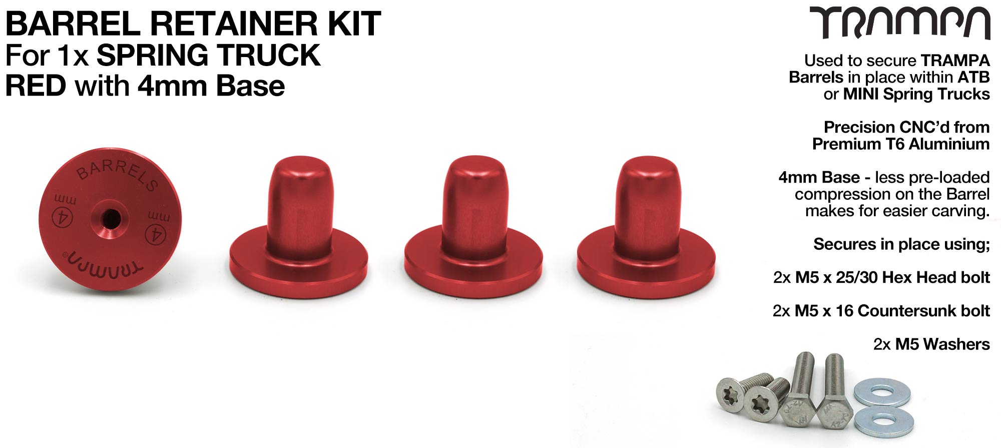 RED Barrel Retainers x4 with 4mm Base