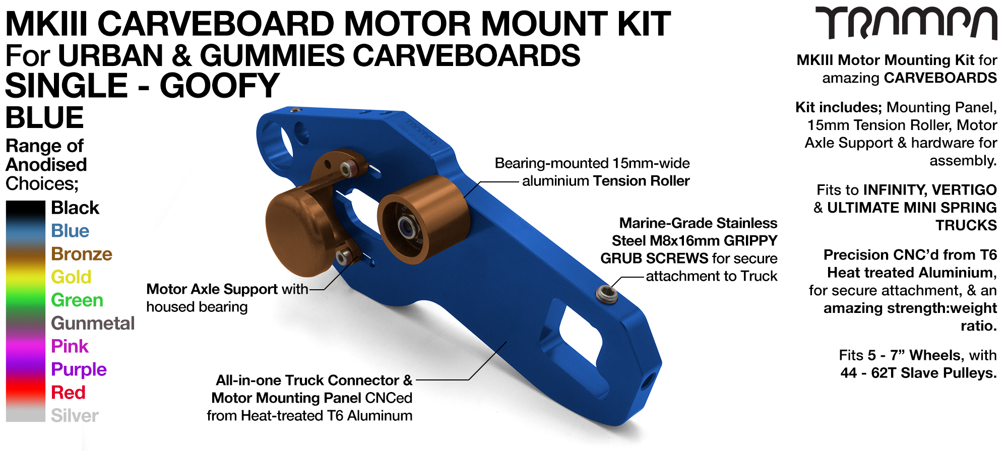 Mk III CARVE BOARD Motor Mount Kit - SINGLE BLUE