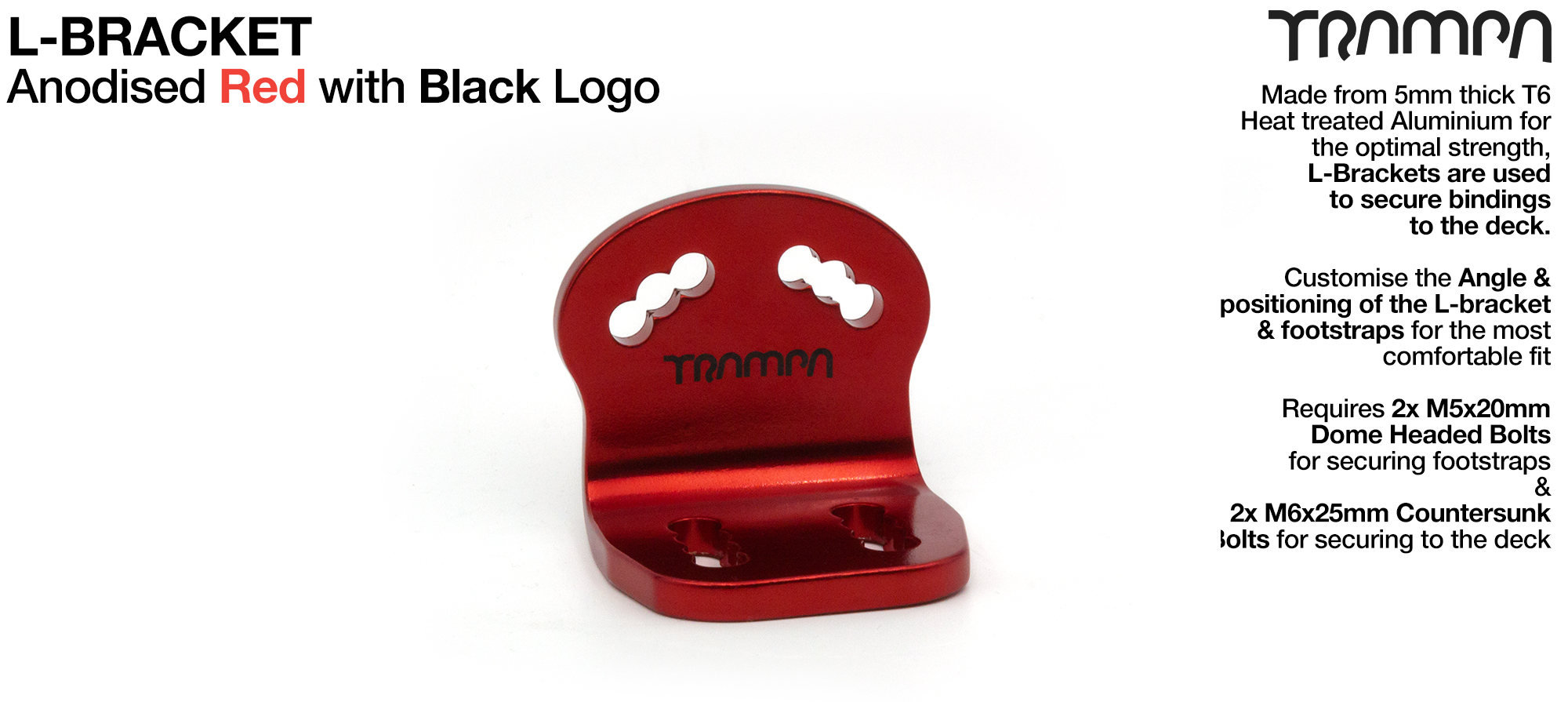 L Bracket - Anodised RED with BLACK logo 