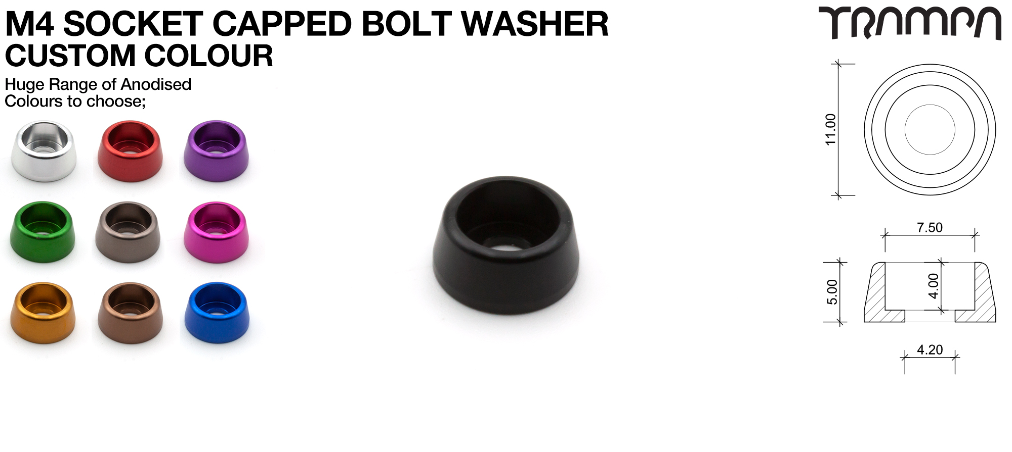 M4  Socket Capped Washer Anodised 