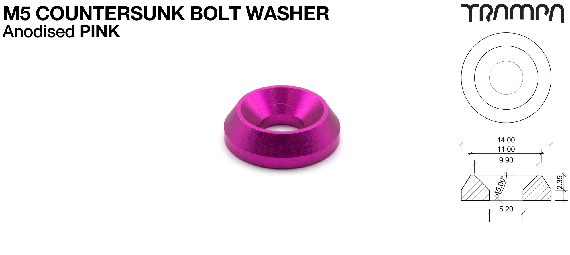 M5 COUNTERSUNK Washer Anodised - PINK