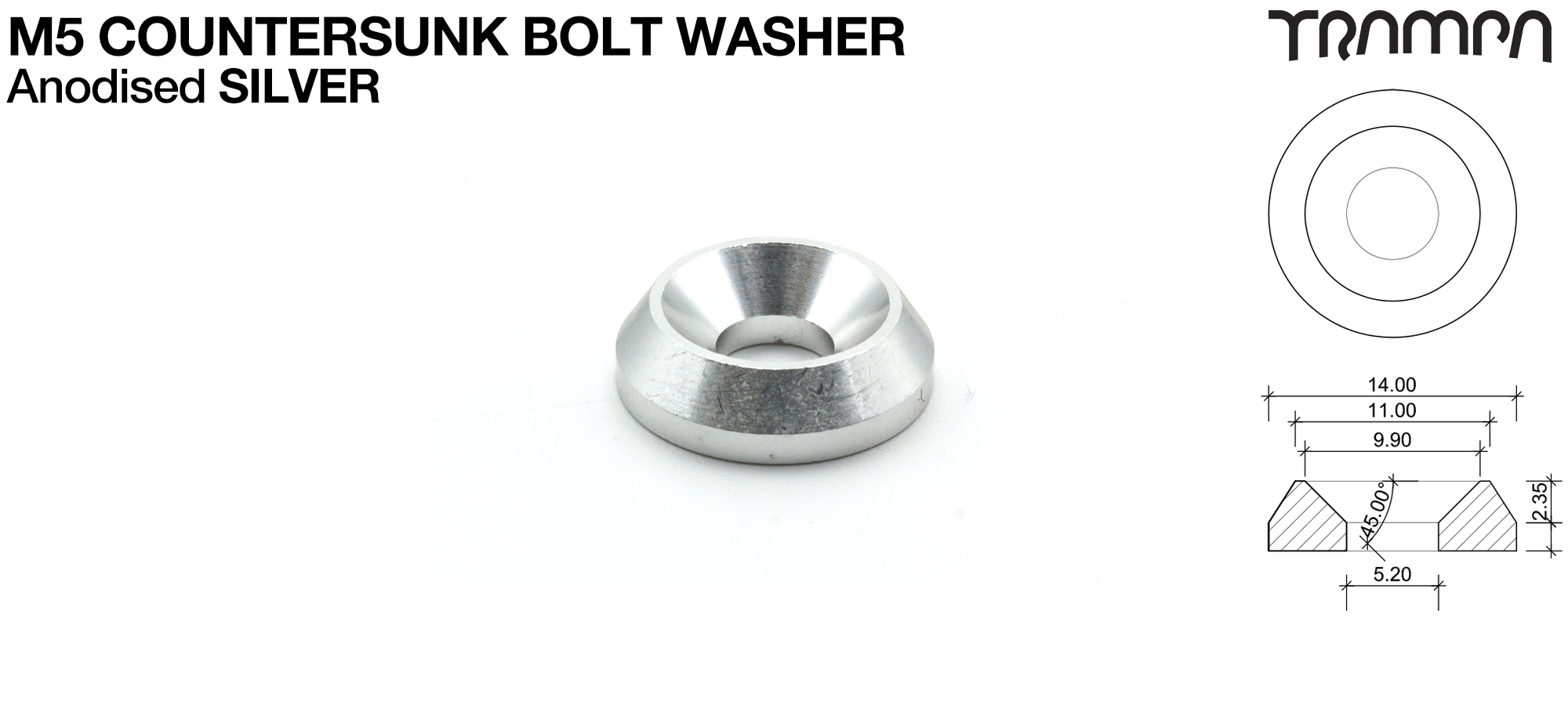M5 COUNTERSUNK Washer Anodised - SILVER