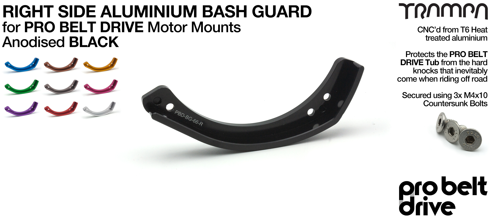 20mm PRO Belt Motor Mount Bash Guard - RIGHT (GOOFY)