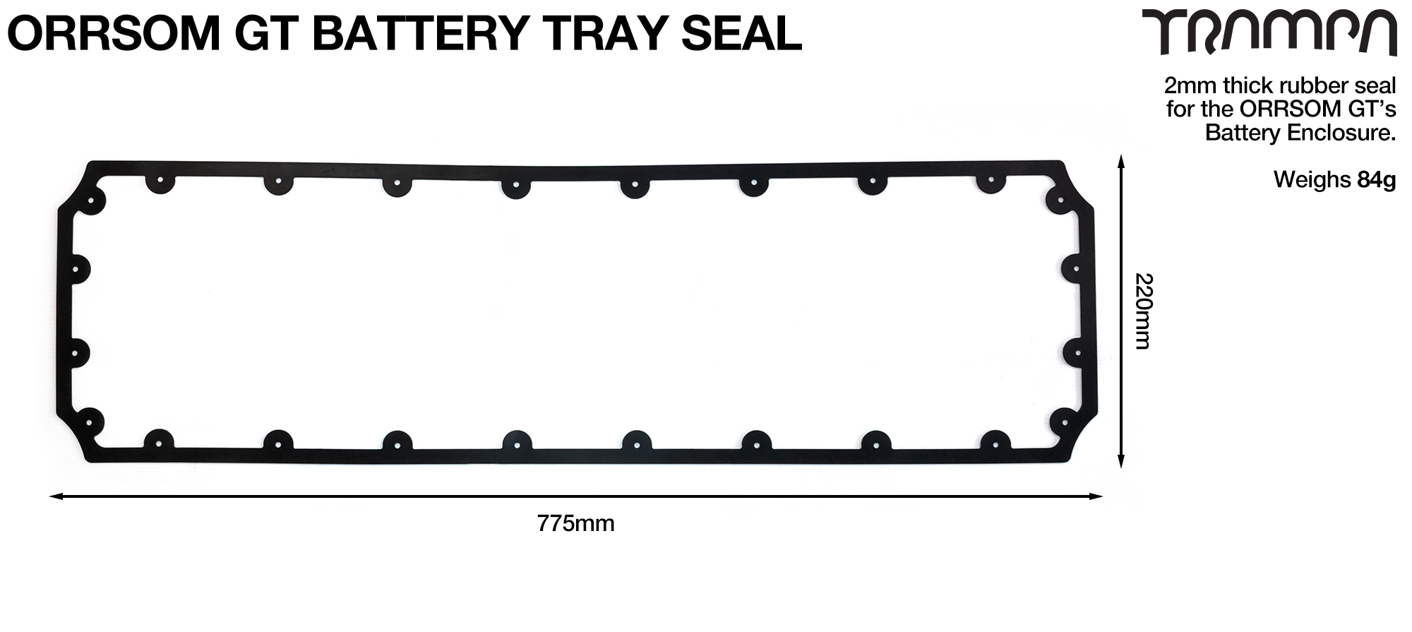 ORRSOM GT Longboard Underboard Battery Tray NBR SEAL 776.82 x 227 x 2mm
