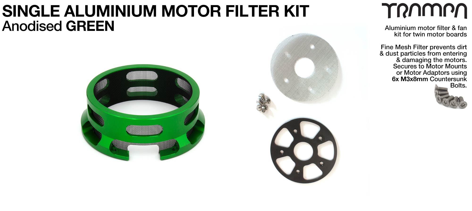 HALF CAGE Motor protection  - GREEN anodised with Filters - SINGLE