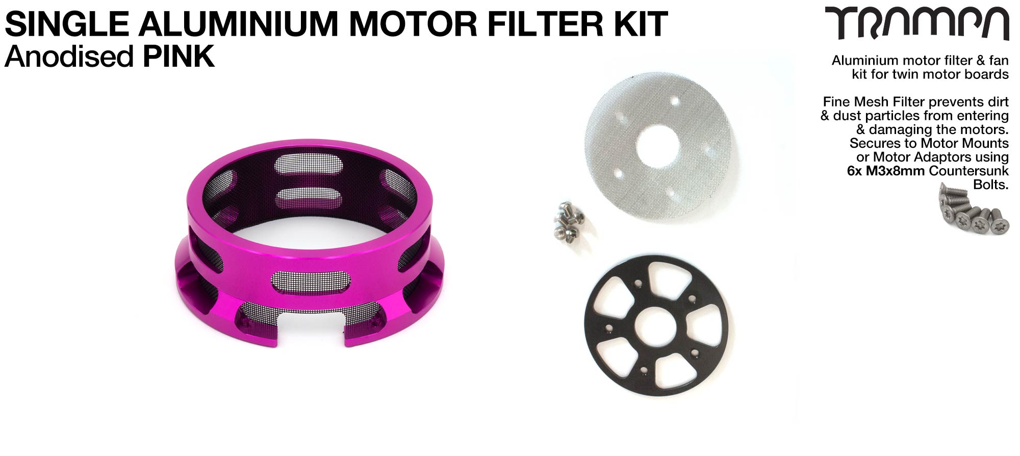 HALF CAGE Motor protection  - PINK anodised with Filters - SINGLE